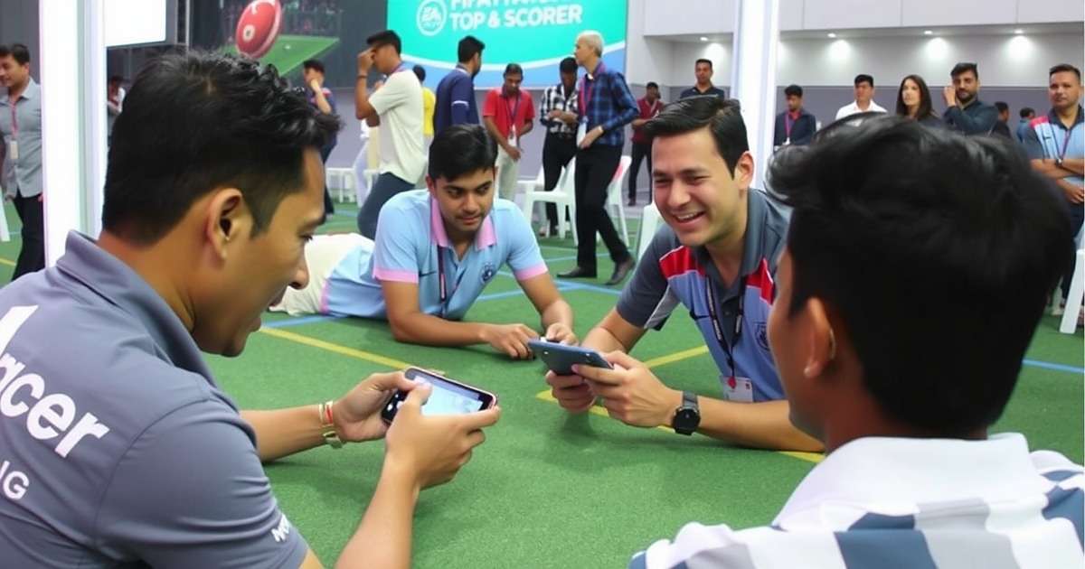 Indian community playing FIFA Mobile Top Scorer Indian players enjoying FIFA Mobile Top Scorer at a gaming event